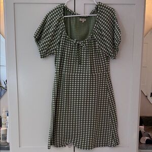 Madewell Checkered Green and White Mini Dress
